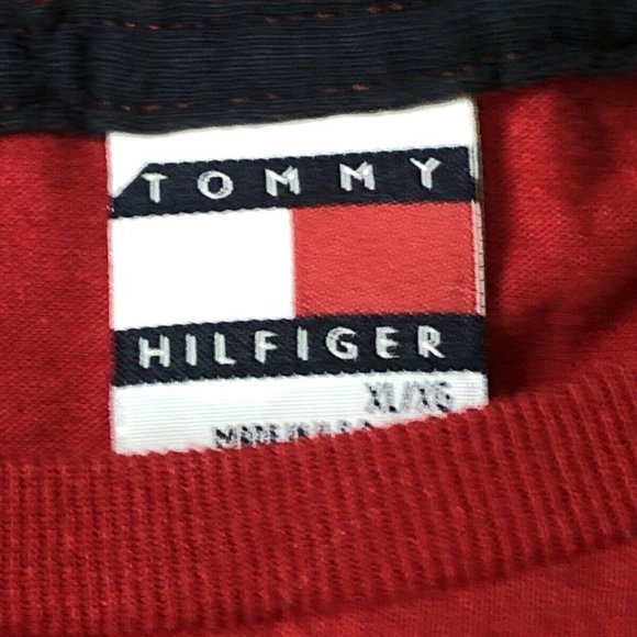 TOMMY HILFIGER SHIRT RED TEE SPELLOUT "HILFIGER" - Picture 2 of 7